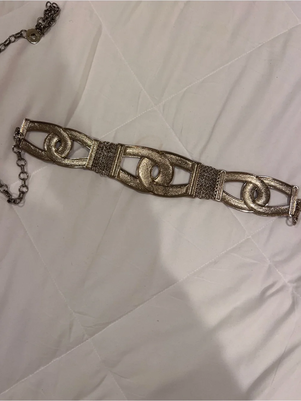 Vintage Chico's Textured Silver Chain-Link Waist Belt